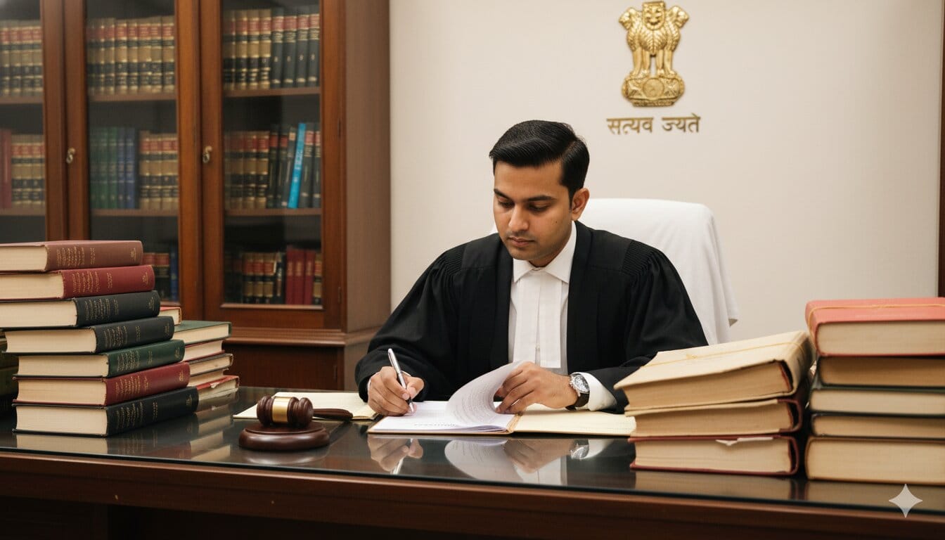 A Junior Civil Judge sitting at a desk
