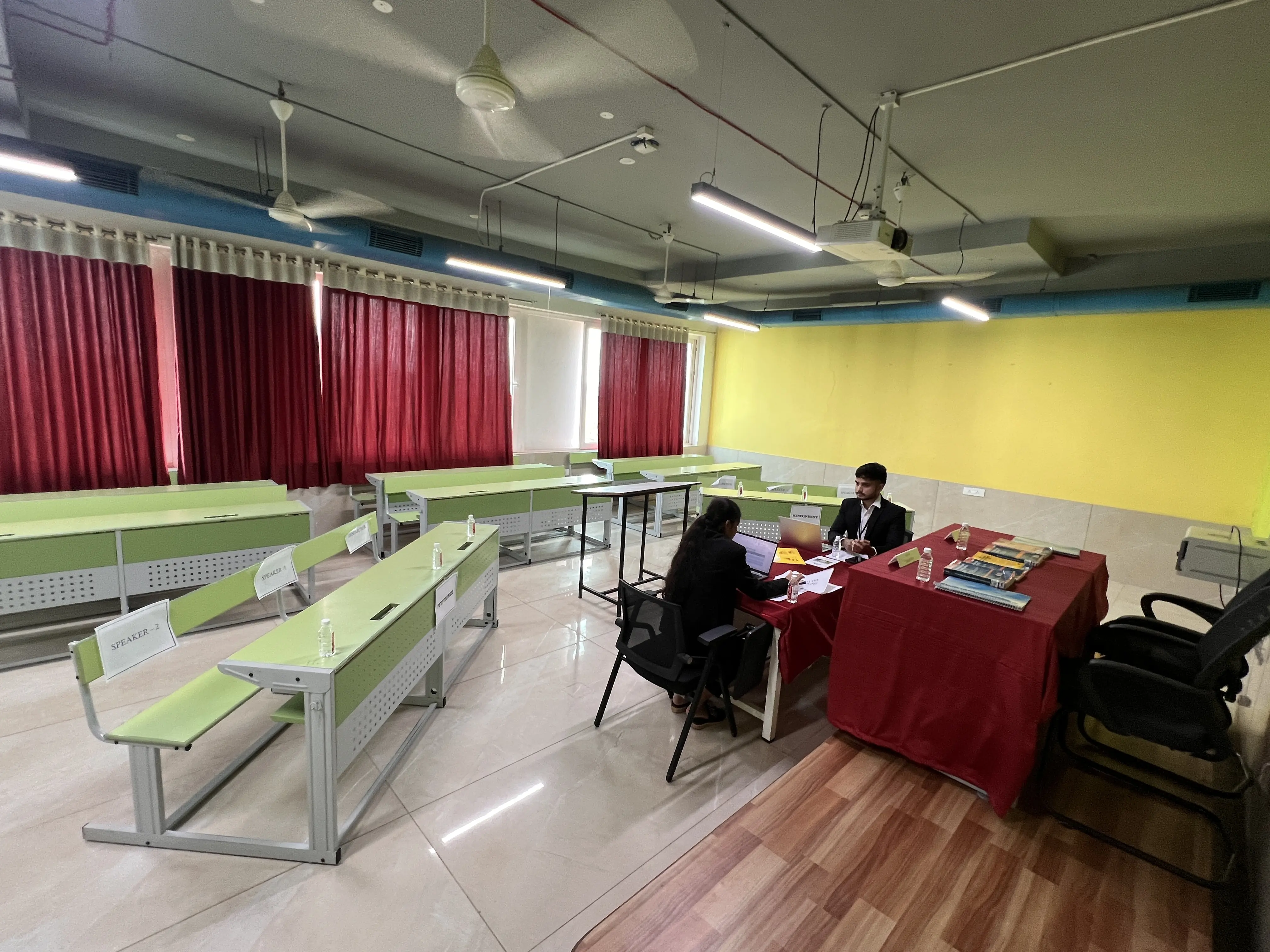 Moot court hall at KLU set up like a real courtroom